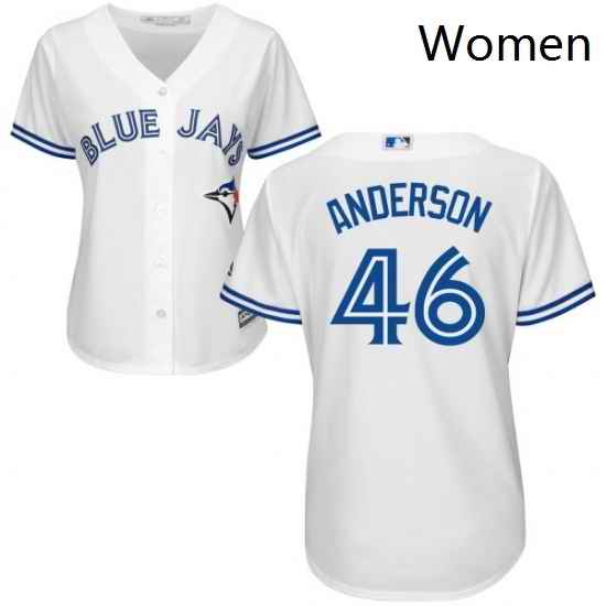 Womens Majestic Toronto Blue Jays 46 Brett Anderson Replica White Home MLB Jersey